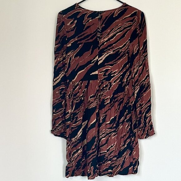 NWT BP by Nordstrom Brown and Black Tiger Stripe Long Sleeve Mini Dress - S - Picture 8 of 10